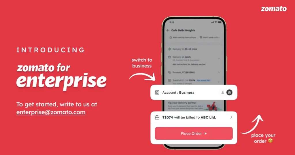 Zomato Launches 'Zomato for Enterprise' to Ease Corporate Food Expense Management