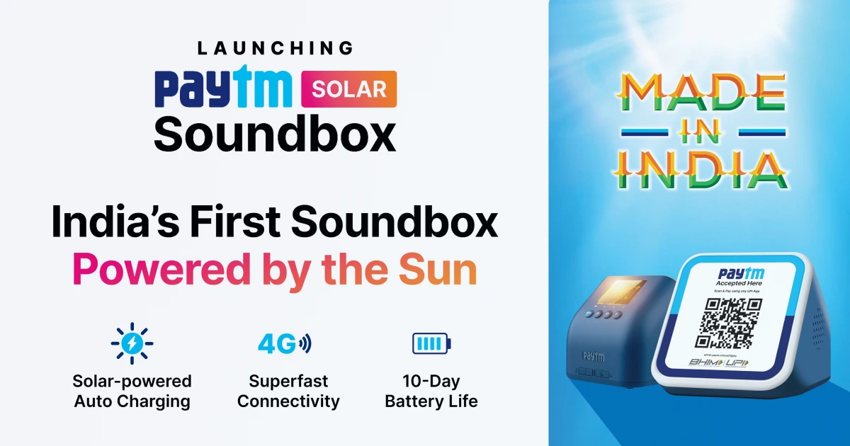 Paytm Box Model Paytm Launches Paytm Solar Soundbox for Merchants